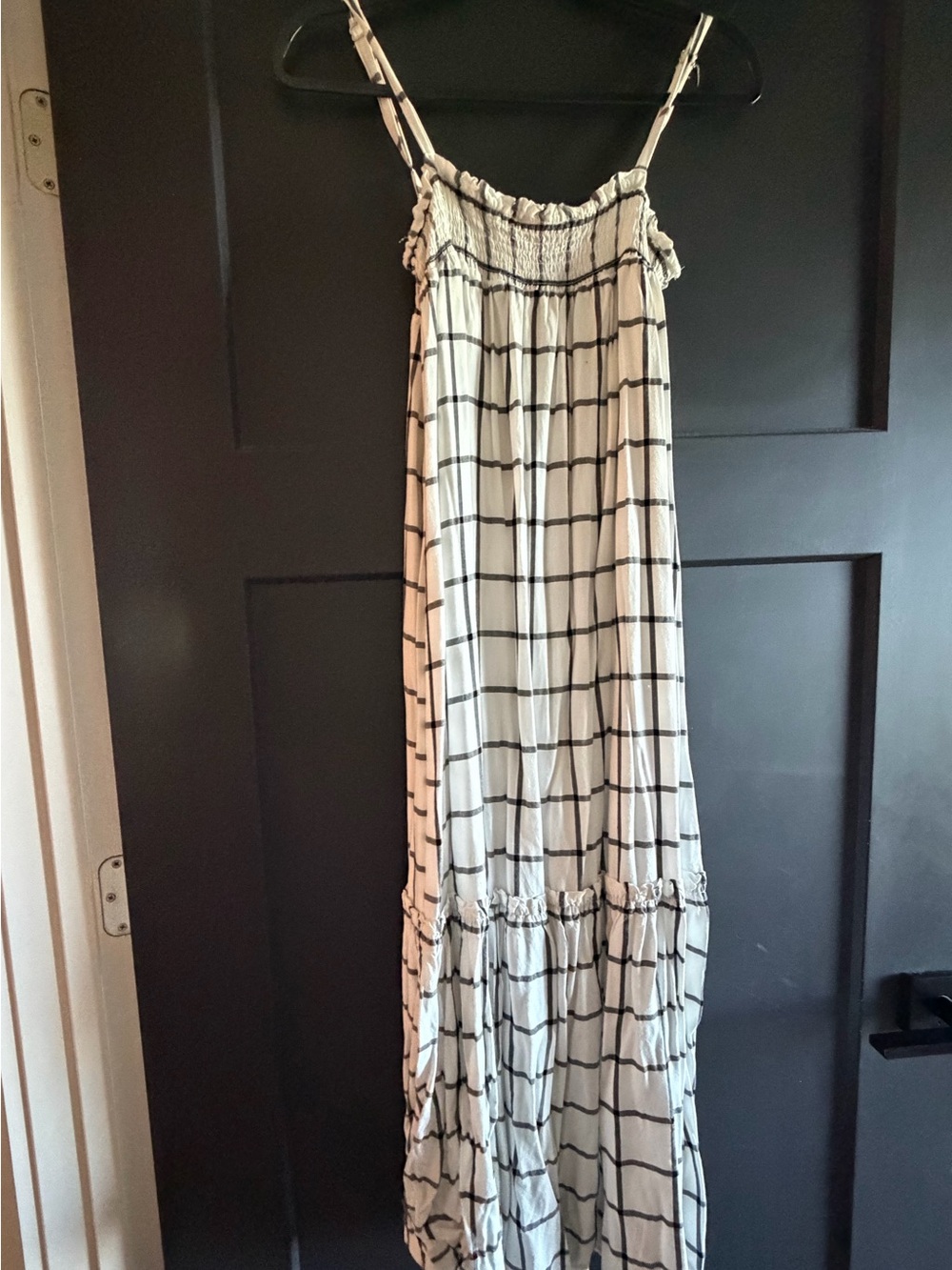 Pleione Cream and Black Smocked Top